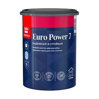 Краска моющаяся для стен и потолков Euro Power-7 (Евро-7) TIKKURILA 9л белый (база А) фото