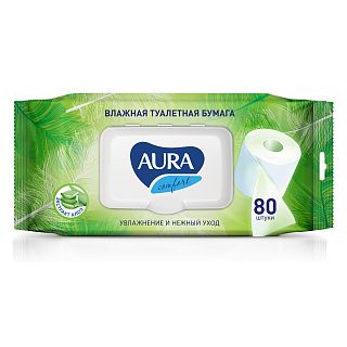 Влажная туалетная бумага Aura Ultra Comfort, упаковка 80 шт фото
